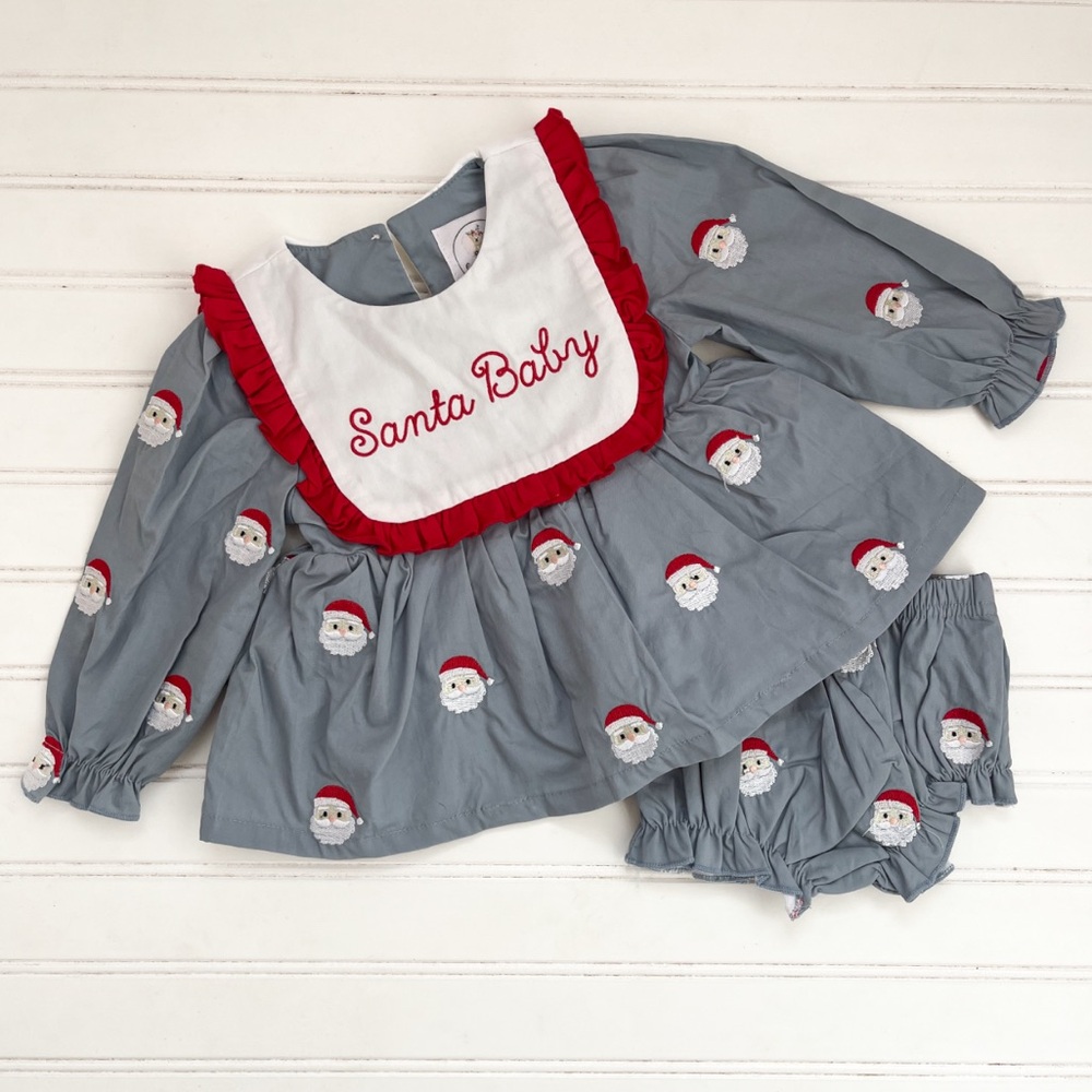 EMI CLAIRE SMOCK CO NWOT Santa Baby Embroidered Christmas Bloomer Set